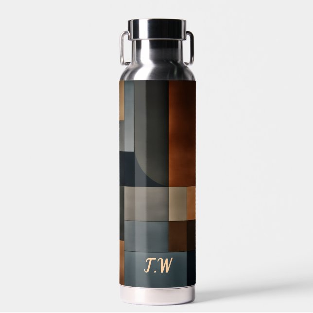 Botellas de agua con bloques geométricos modernos  (Delantero)