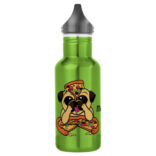 Botellas de agua con nombre propio Pizza Pug (Izquierda)