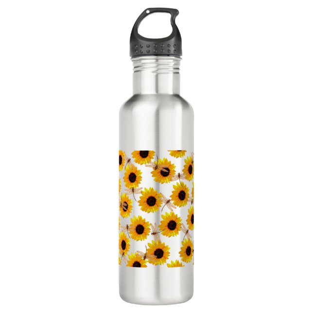 Botellas de agua de 710 ml, Libélulas y Girasoles (Anverso)