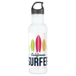 Botellas de agua de Surfer con nombre y ubicación