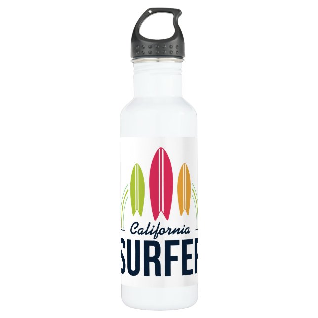 Botellas de agua de Surfer con nombre y ubicación  (Anverso)