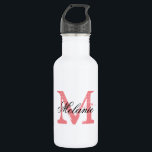 Botellas de agua monogramadas personalizadas<br><div class="desc">Botellas de agua monogramadas personalizadas. Letra inicial de nombre vintage con tipografía caligráfica de guión elegante para el nombre. Diseño monocasco y elegante para la moda rústica con ducha de novia o elegante fiesta de boda. Personalizable con nombre, presupuesto o título. Acompáñate de que la novia sea y de su...</div>