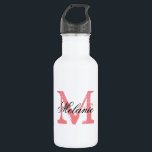 Botellas de agua monogramadas personalizadas<br><div class="desc">Botellas de agua monogramadas personalizadas. Letra inicial de nombre vintage con tipografía caligráfica de guión elegante para el nombre. Diseño monocasco y elegante para la moda rústica con ducha de novia o elegante fiesta de boda. Personalizable con nombre, presupuesto o título. Acompáñate de que la novia sea y de su...</div>