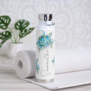 Botellas de agua reutilizables con tema de tortuga