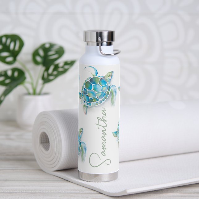 Botellas de agua reutilizables con tema de tortuga (Yoga)
