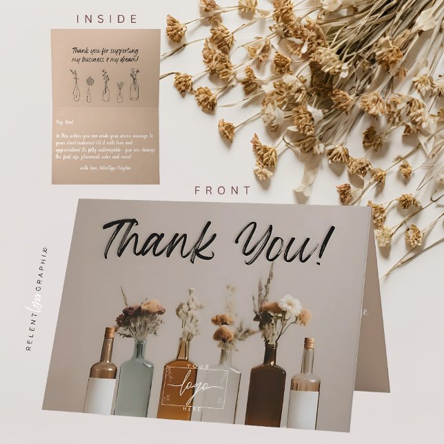 Botellas de Boho | Flores | Tarjeta de agradecimie (Subido por el creador)