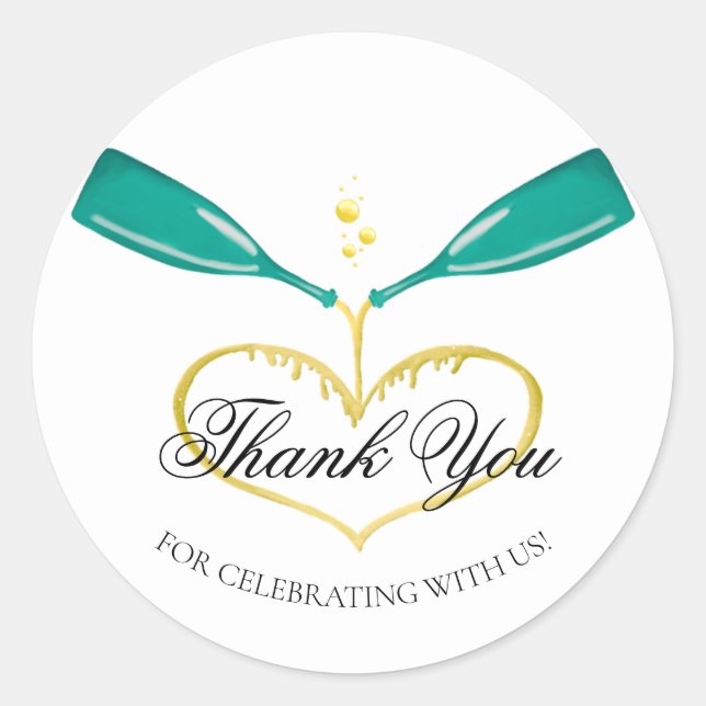 Botellas de champán Boda Pegatina redondo clásico (Anverso)