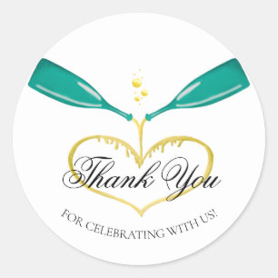 Botellas de champán Boda Pegatina redondo clásico