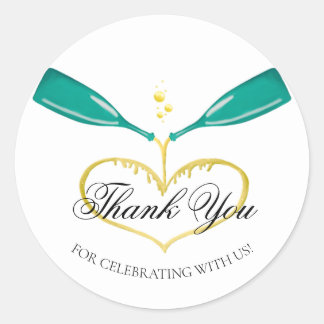 Botellas de champán Boda Pegatina redondo clásico