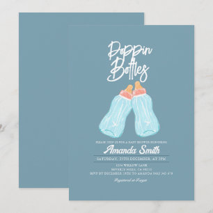 Botellas de pin verde azul invitación a Baby Showe
