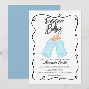 Botellas de Poppin dibujadas a mano Invitación a B