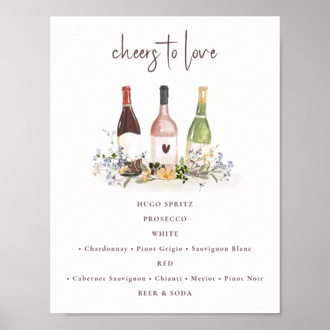 Botellas de Vino de Flor Silvestre Señal de Bebida (Frente)