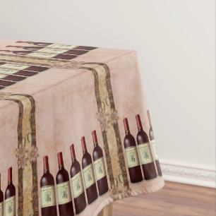Botellas de vino de mantel