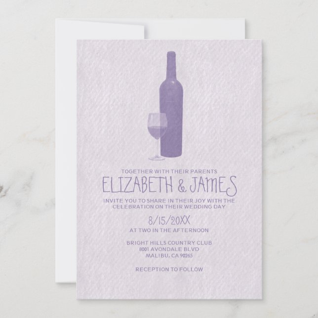 Botellas de vino formales Invitaciones de matrimon (Anverso)