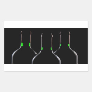 Botellas de vino Pegatina rectangular negro