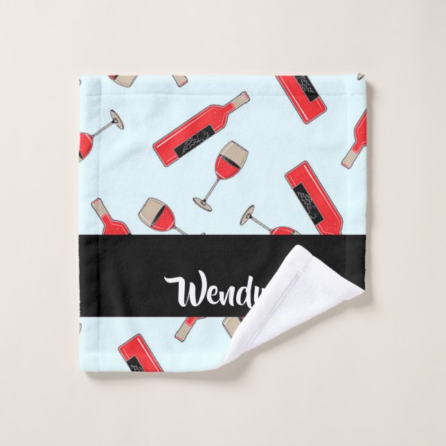 Botellas de vino rojo y patrón de gafas (Toallita)