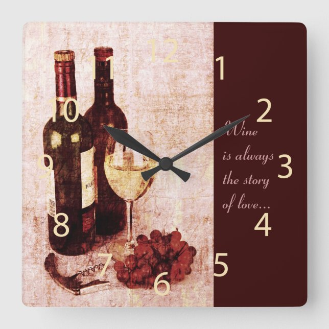 Botellas de vino rústico y reloj de vino (Anverso)
