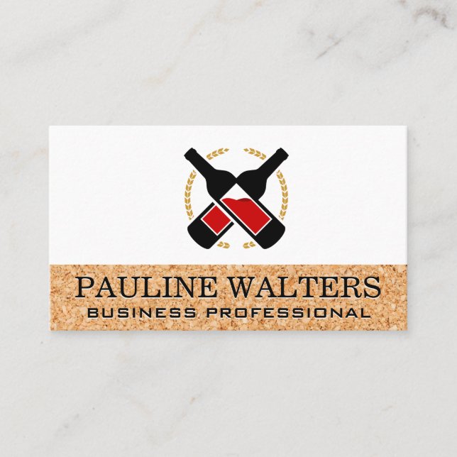 Botellas de vino y tarjeta de visita Cork (Anverso)