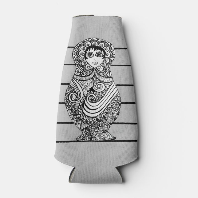 Botellas Enfriador de botella gris muñeca rusa (Anverso)