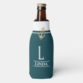 Botellas Enfriador de Botella Monogramado Náutico Verde Azu