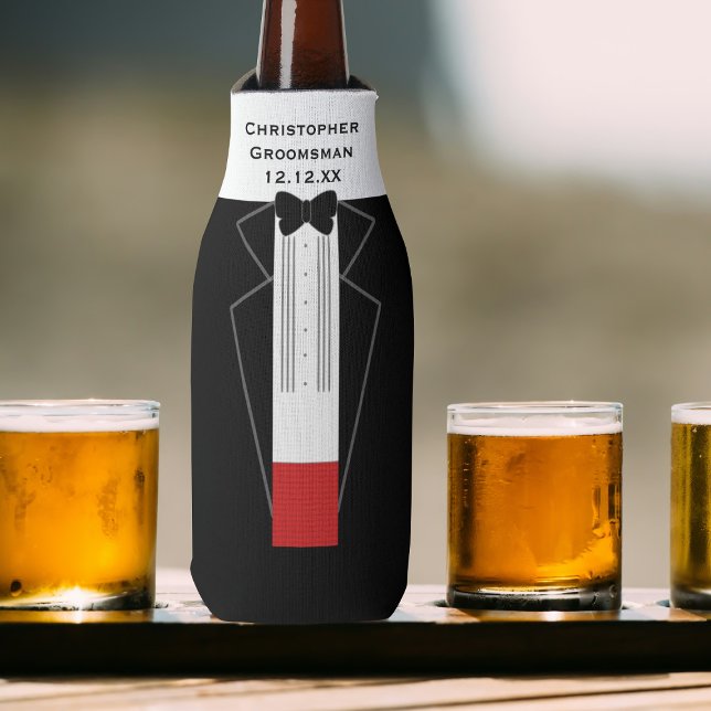 Botellas Enfriador de Botella para Padrino de Traje (Perfect wedding favor for your Groomsman. Just add his name and your wedding date)