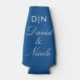 Botellas Enfriador de Lata de Texto Personalizado Azul