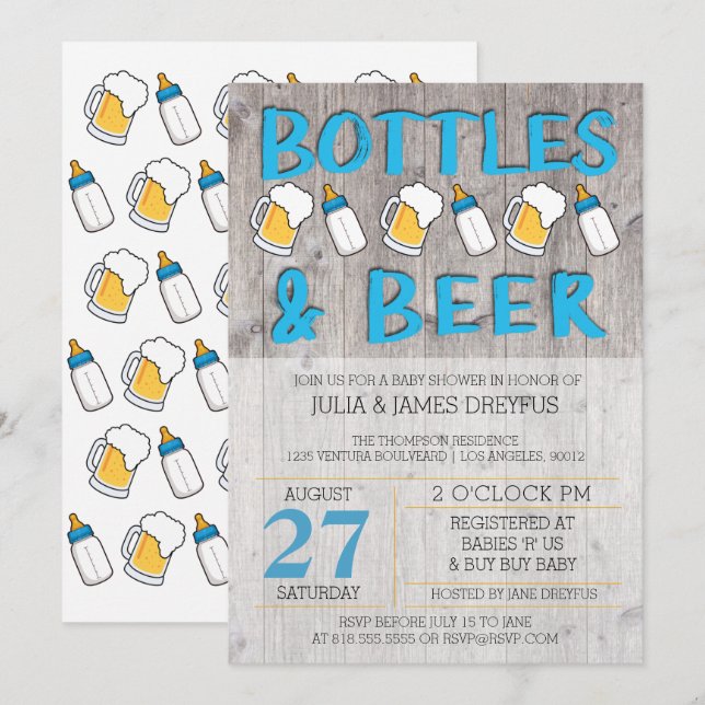 Botellas y cerveza Baby Shower Invitación (Anverso / Reverso)
