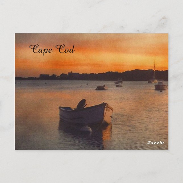 Botes Cape Cod en la tarjeta postal Sunset (Reverso)