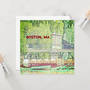 Botes de cisne de Boston con tarjeta de lápiz y ti
