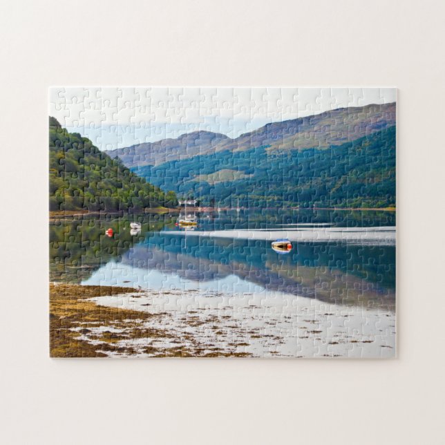 Botes en Loch Long, rompecabezas de Arrochar Jigsa (Horizontal)