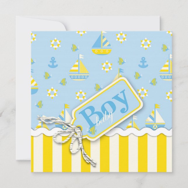 Botes náuticos invitaciones a la ducha para bebés (Anverso)