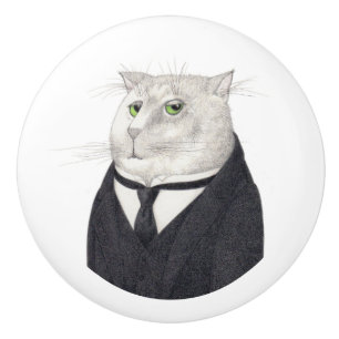 BOTLER CAT Pomo de cerámica