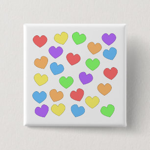 Botón 0001 de los corazones del arco iris