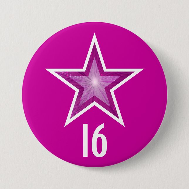 Botón '16' estrella rosa (Anverso)