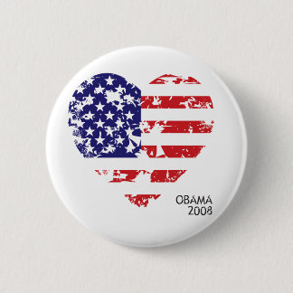 Botón 2008 de la bandera del corazón de Obama
