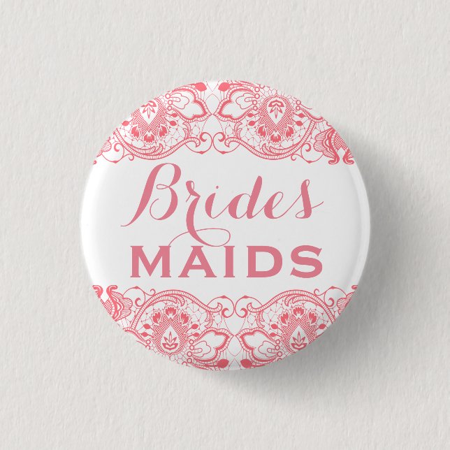 botón 2 de las Bridesmaids de Coral & White Lace (Anverso)