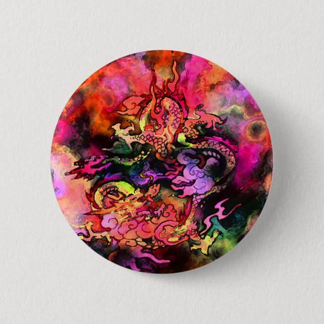 Botón #2 de los dragones de la acuarela (Anverso)