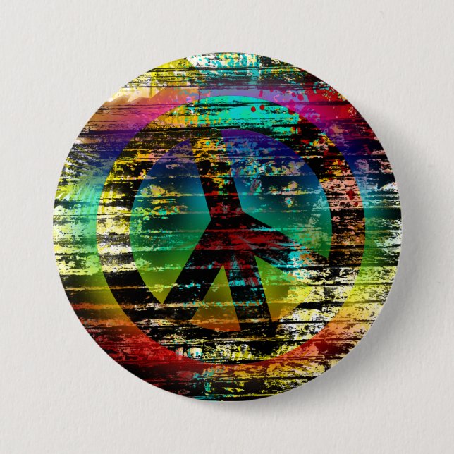Botón abstracto de la paz del Grunge del arco iris (Anverso)