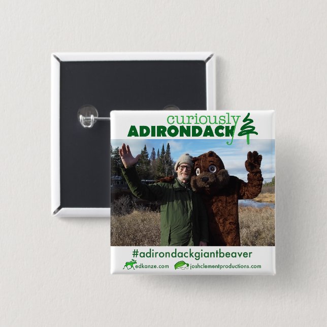 Botón Adirondack curiosamente (castor gigante ADK) (Anverso y reverso)