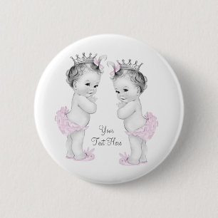 Botón adorable de gemelas princesas rosadas