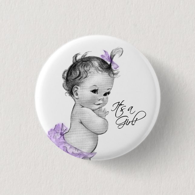 Botón Adorable Morado Es una Niña (Anverso)
