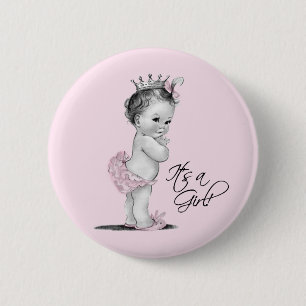 Botón Adorable Rosa Princesa Es una Niña