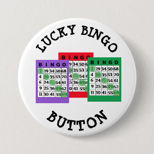 Botón afortunado del BINGO con las tarjetas del