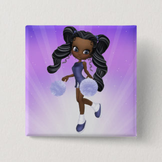 Botón afroamericano bonito de la animadora