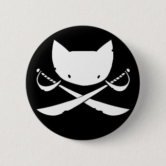 Botón alegre del pirata del gatito