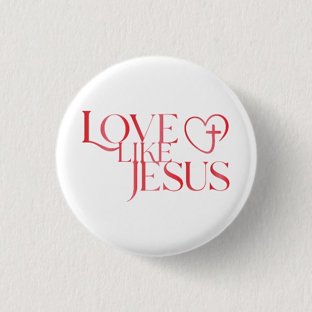 Botón Ama Como Jesús con Cruz dentro de un Corazón (Anverso)