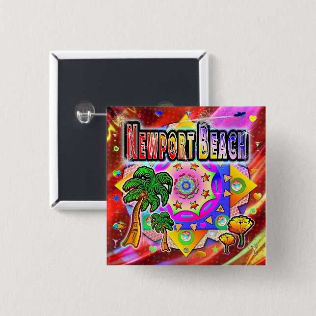 botón Amigos tropicales de Newport Beach (Anverso y reverso)