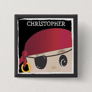 Botón amistoso del muchacho del pirata