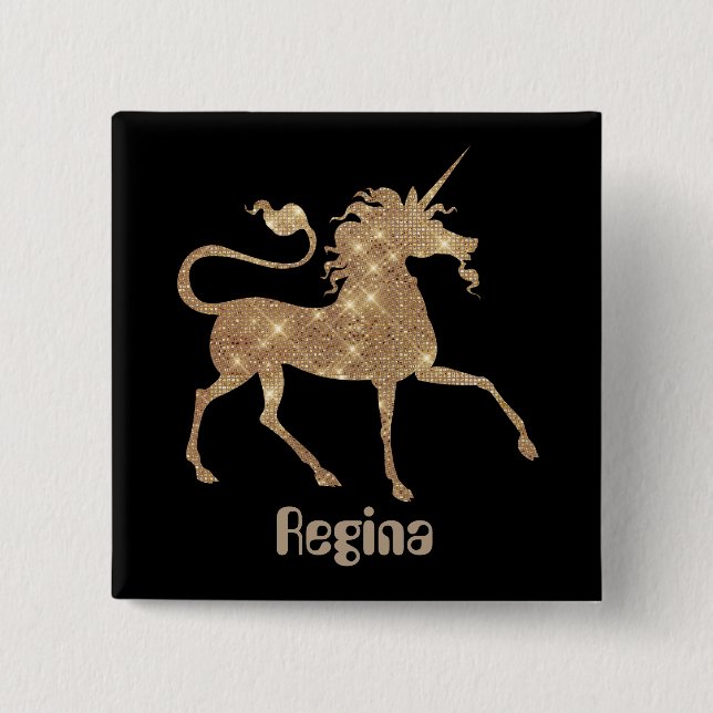 botón Añadir nombre al unicornio mágico dorado (Anverso)