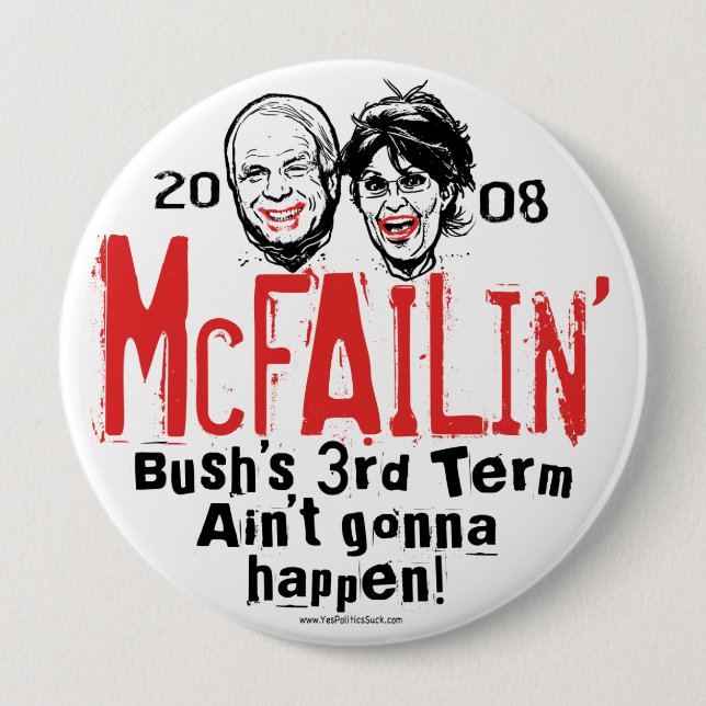 Botón anti de McCain Palin McFailin (Anverso)